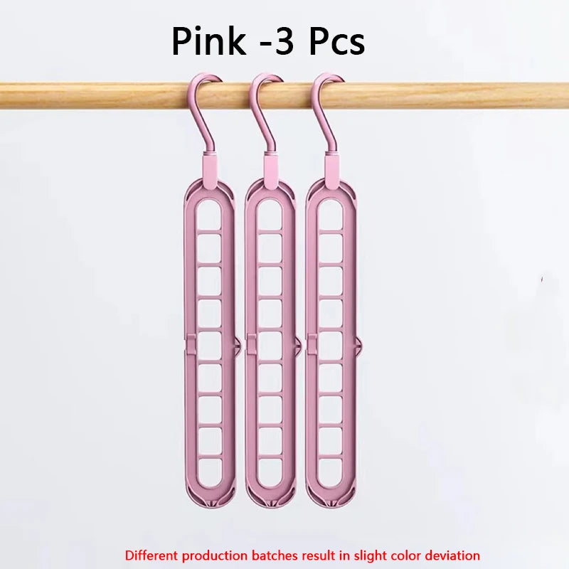 3Pcs 9-Hole Clothes Hanger Organizer Space Saving Hanger Multi-Function Folding Magic Hangers Drying Racks Scarf Clothes Storage