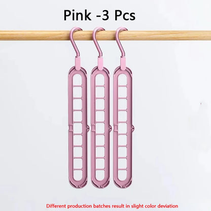 3Pcs 9-Hole Clothes Hanger Organizer Space Saving Hanger Multi-Function Folding Magic Hangers Drying Racks Scarf Clothes Storage