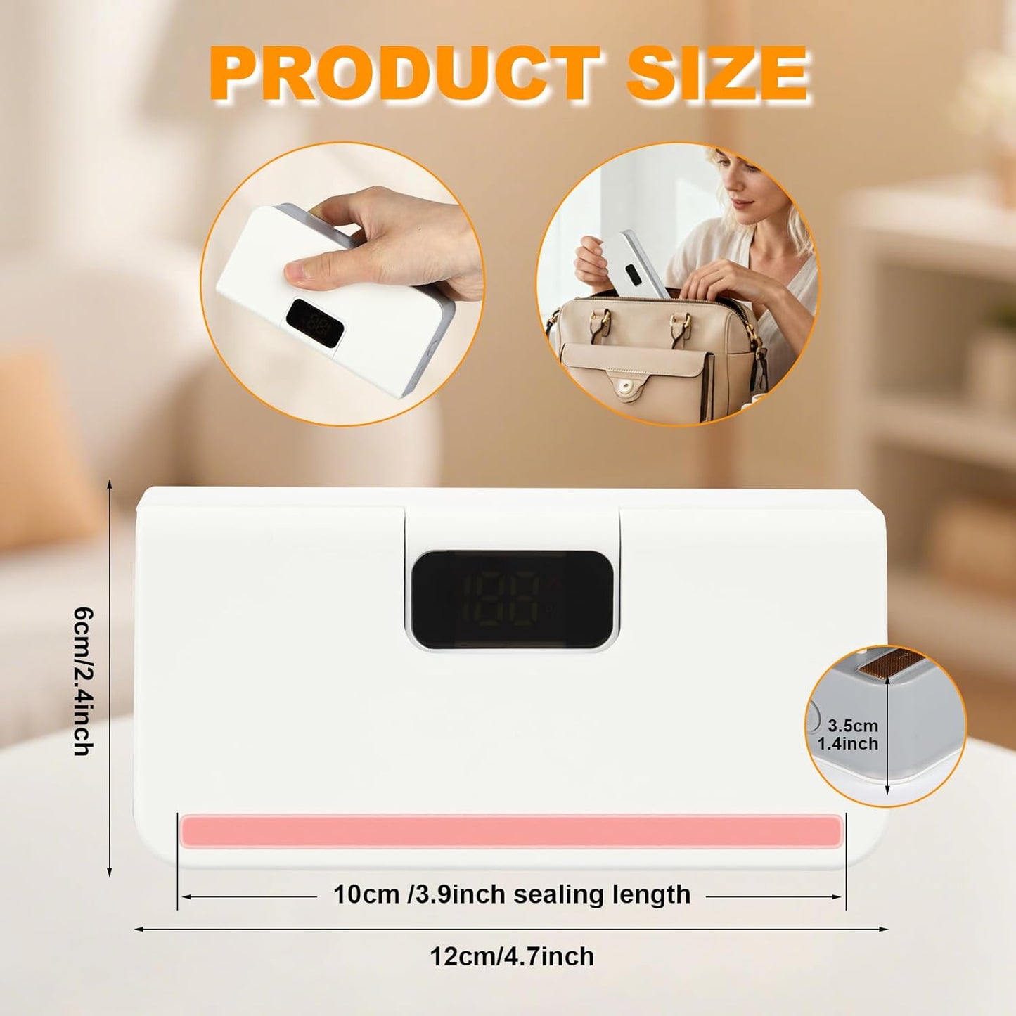 Mini Bag Sealer, 6 Gear Adjustable Bag Sealer for Plastic Bags