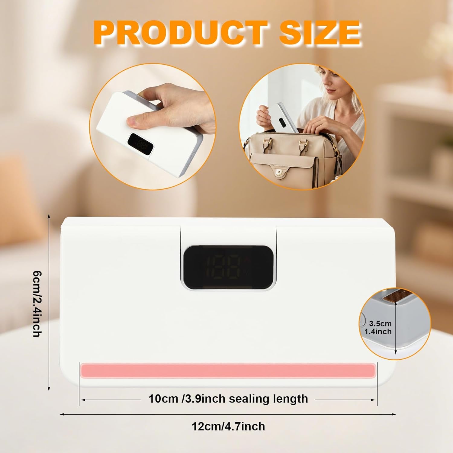 Mini Bag Sealer, 6 Gear Adjustable Bag Sealer for Plastic Bags