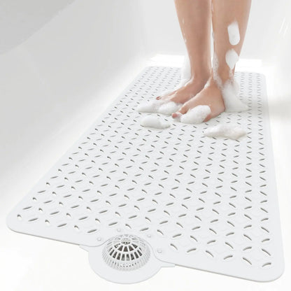 OTHWAY Soft Anti-Slip Pad Bath Mat, 39In X 17In Tub Grip Mat with Hair Catcher, Big Drain Holes, Machine Washable for Shower Use, Anti-Slip Pad Bath Mats