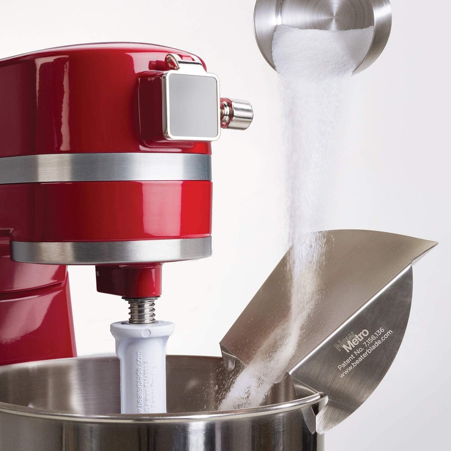 PC-10 Pouring Chute Compatible with Kitchenaid Stand Mixer with Stainless Steel Bowl, Silver