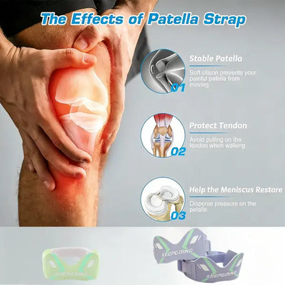 2Pcs Adjustable Patellar Tendon Strap with Silicone Pad, Knee Pads Knees, Targeted Knee Support for Running, Jumping, Hiking& Gym Workouts, Basketball, Volleyball, Knee Relief and Patella Stabilizer Knee Strap Brace Support, All-Day Comfort Knee Support