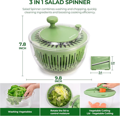 Salad Spinner Large, Lettuce Spinner with 5 Blade Slicer, 4.25Qt