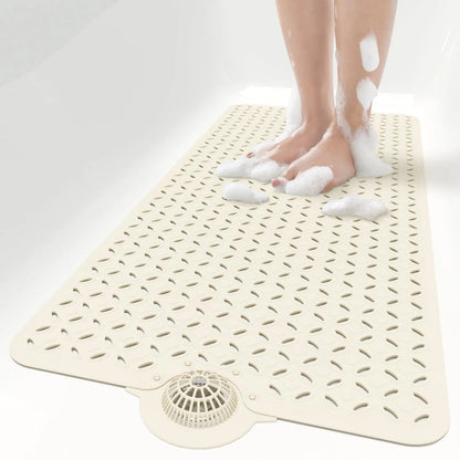 OTHWAY Soft Anti-Slip Pad Bath Mat, 39In X 17In Tub Grip Mat with Hair Catcher, Big Drain Holes, Machine Washable for Shower Use, Anti-Slip Pad Bath Mats