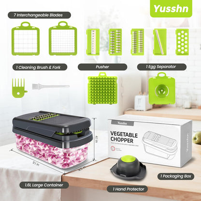 Vegetable Chopper, 12-In-1 Food Veggie Chopper Cutter with Container