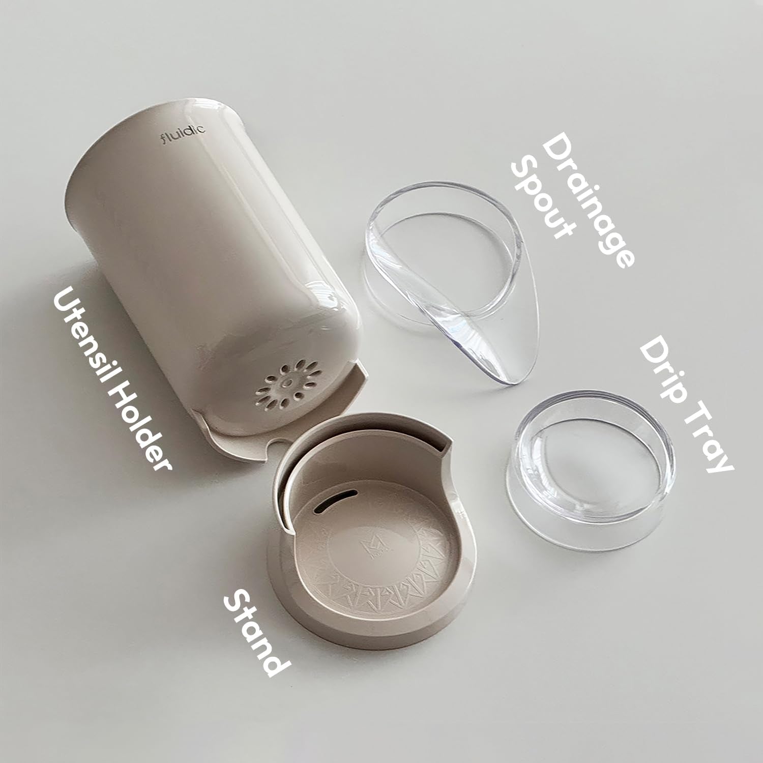 Self-Draining Utensil Drying Holder - Beige