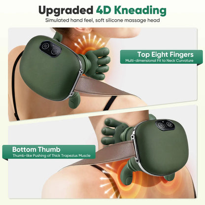 Upgraded Brushless Motor Neck Massager Electric Cervical Massager Bionic Handheating Wireless Portable 3D Kneading Massage for Pain Relief Deep Tissue，Leg Neck & Back Massager & Lightweight Gift