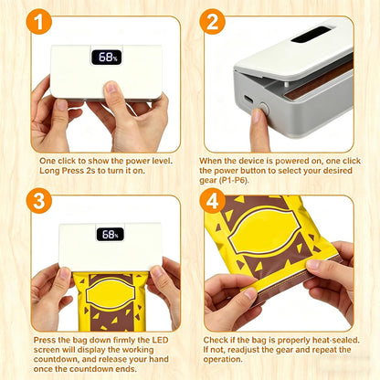Mini Bag Sealer, 6 Gear Adjustable Bag Sealer for Plastic Bags