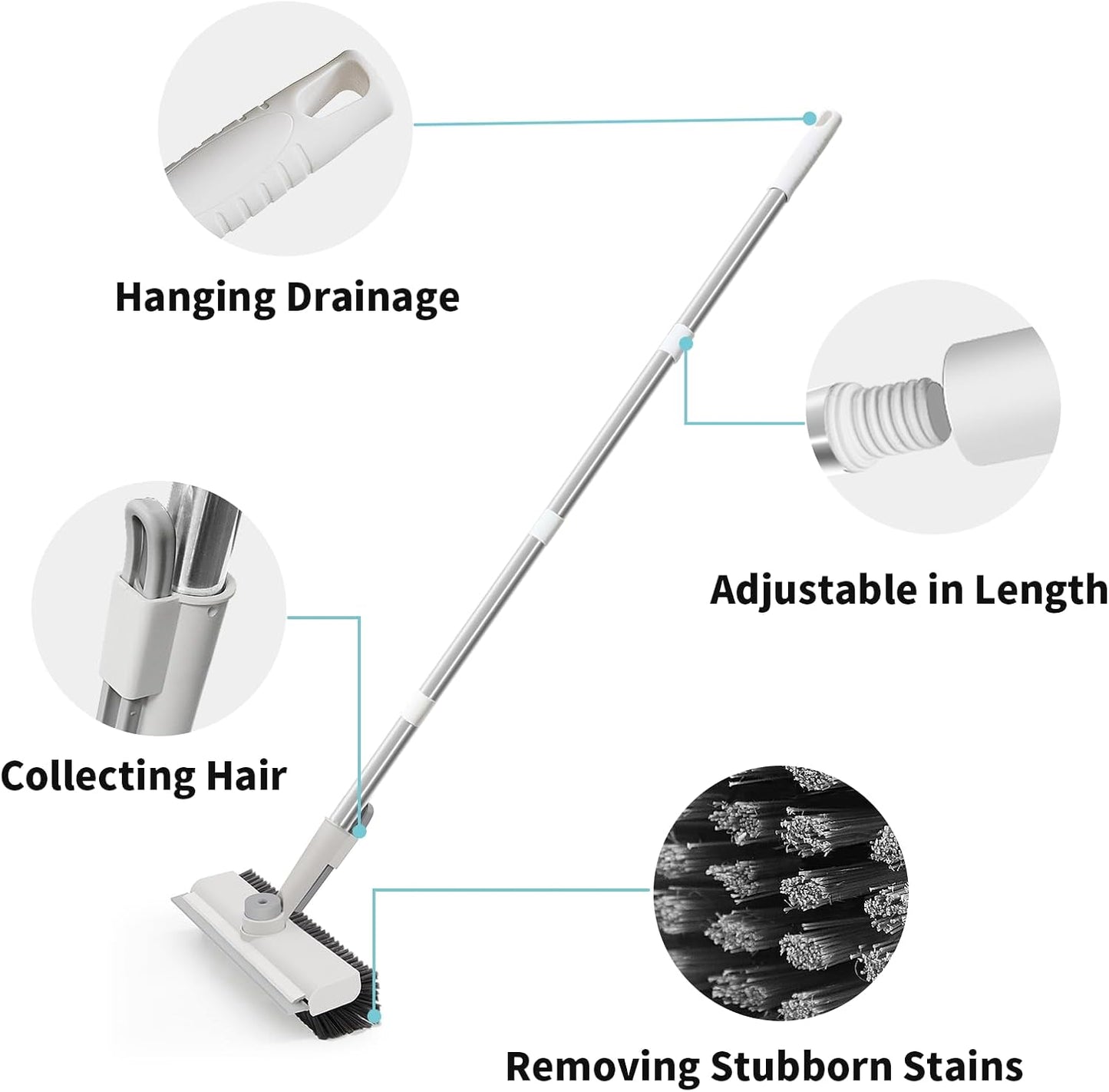 Floor Scrub Brush with Long Handle, 3 in 1 Floor Scrubber