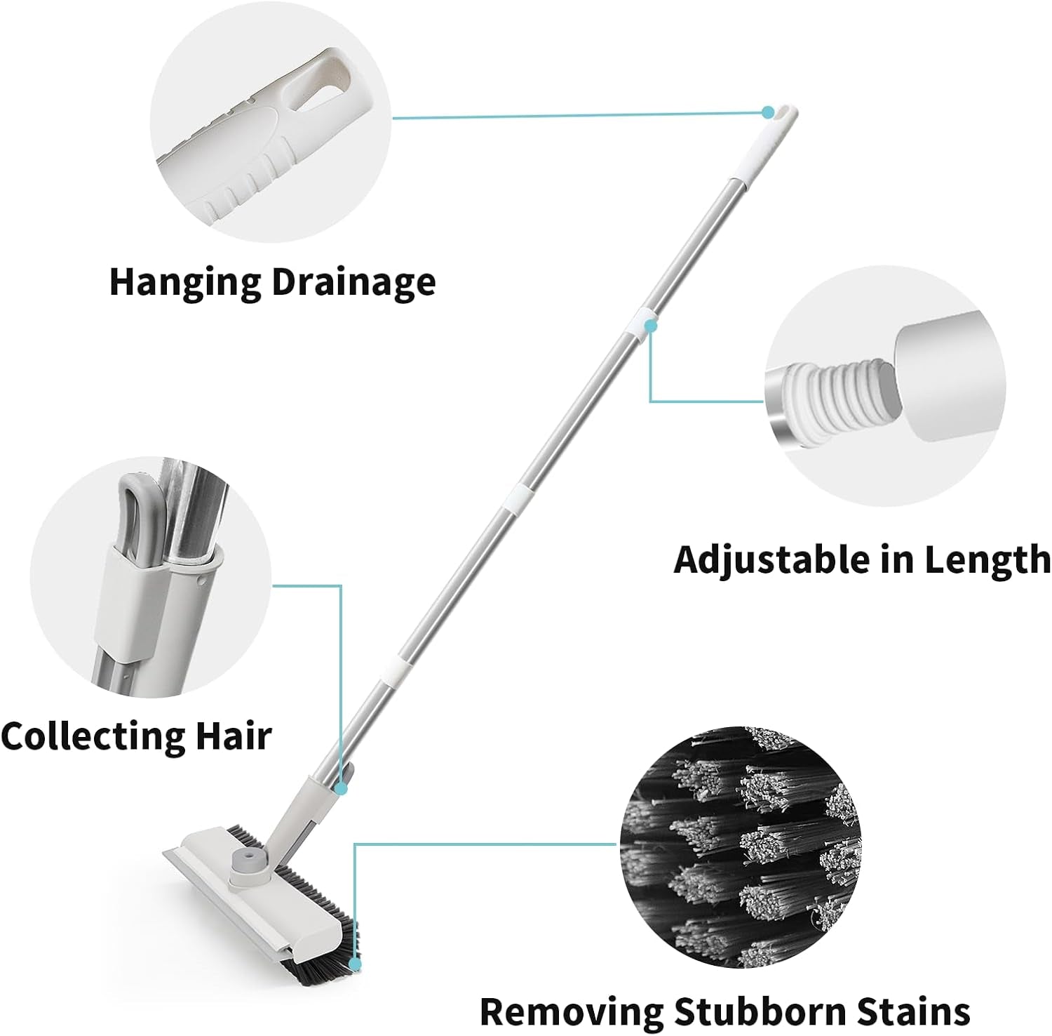 Floor Scrub Brush with Long Handle, 3 in 1 Floor Scrubber