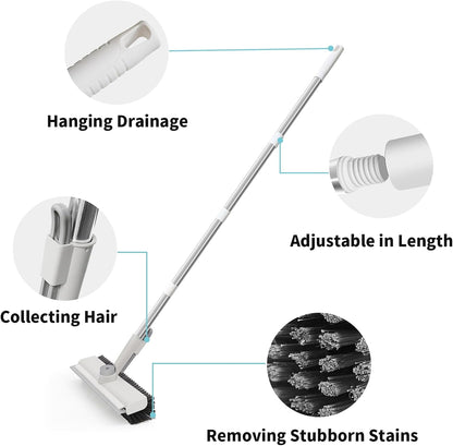 Floor Scrub Brush with Long Handle, 3 in 1 Floor Scrubber