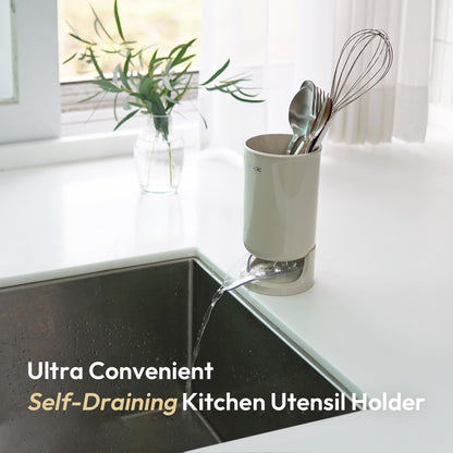 Self-Draining Utensil Drying Holder - Beige