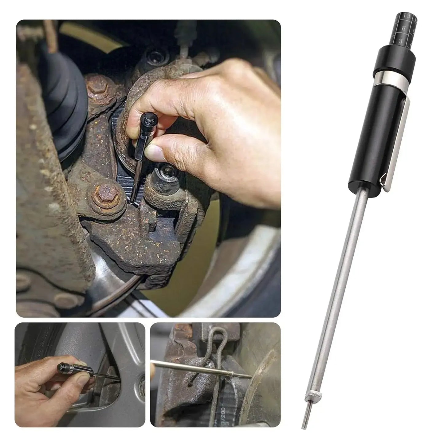 Car Brake Pad Thickness Gauge Measure Tool with Scale for Brake Shoe Gauge Auto Brake Pad 1.5Mm-11Mm Thickness Base Plate Brake Pad Tester Brake Pad Detection Pen Scale