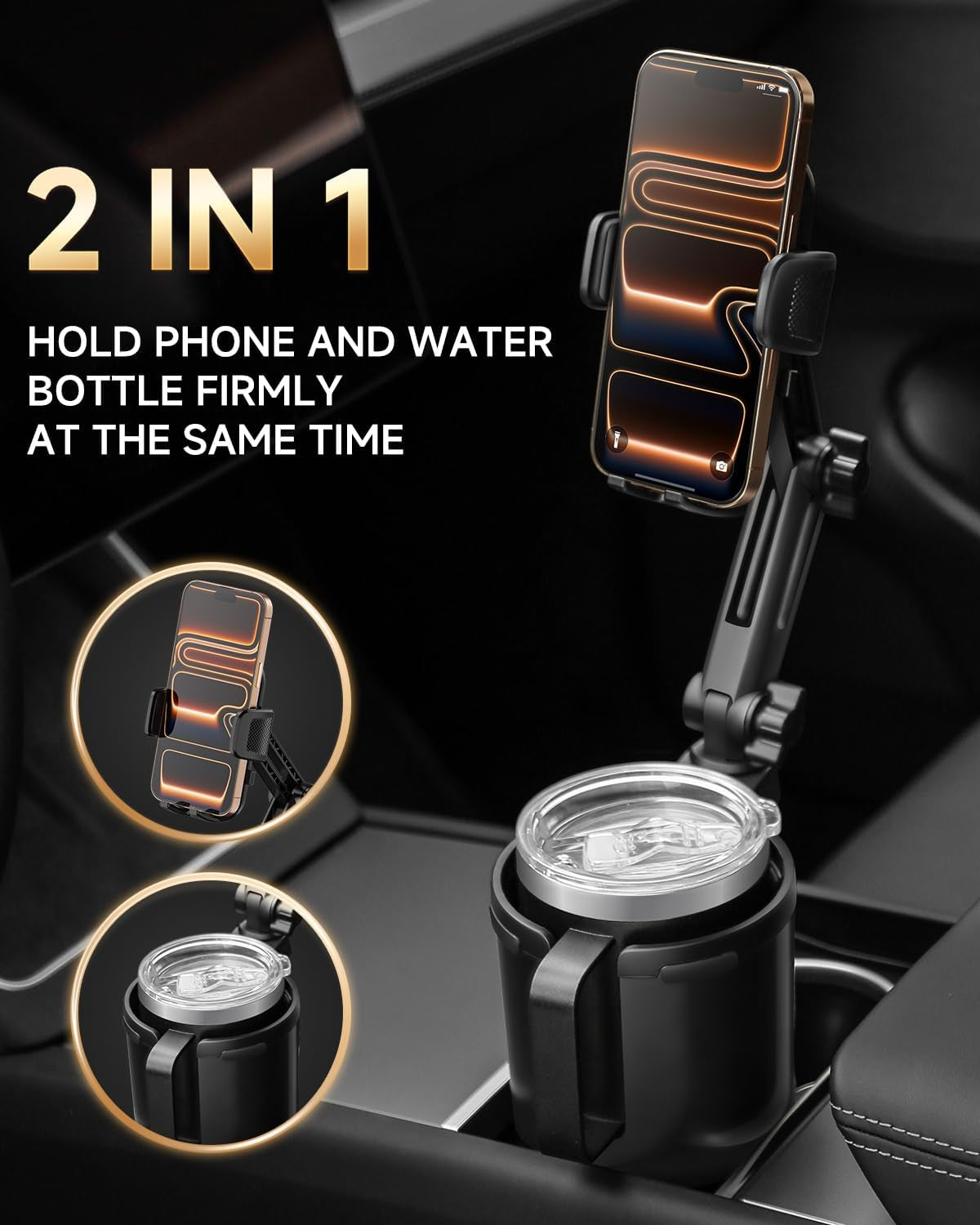 Cup Holder Phone Holder for Car, 2 in 1 Cup Holder Phone Mount