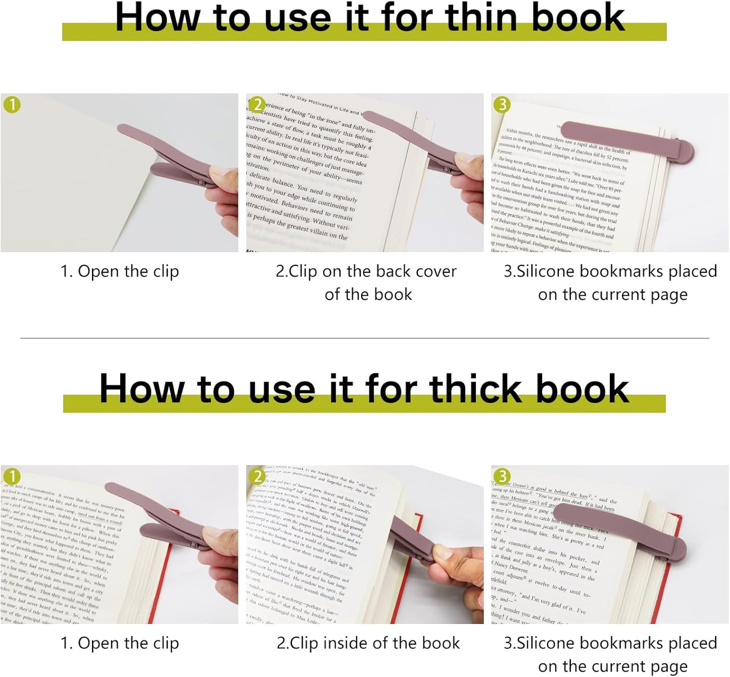 3Pcs Automatic Bookmark, Silicone Book Marks for Reading Women, Men, Kids, Book Lovers, Cute Unique Book Markers for Reading, Reading Accessories Gifts for Book Lovers