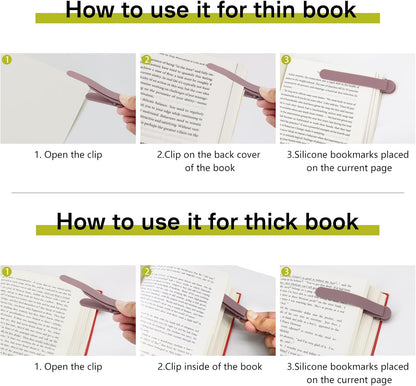 3Pcs Automatic Bookmark, Silicone Book Marks for Reading Women, Men, Kids, Book Lovers, Cute Unique Book Markers for Reading, Reading Accessories Gifts for Book Lovers