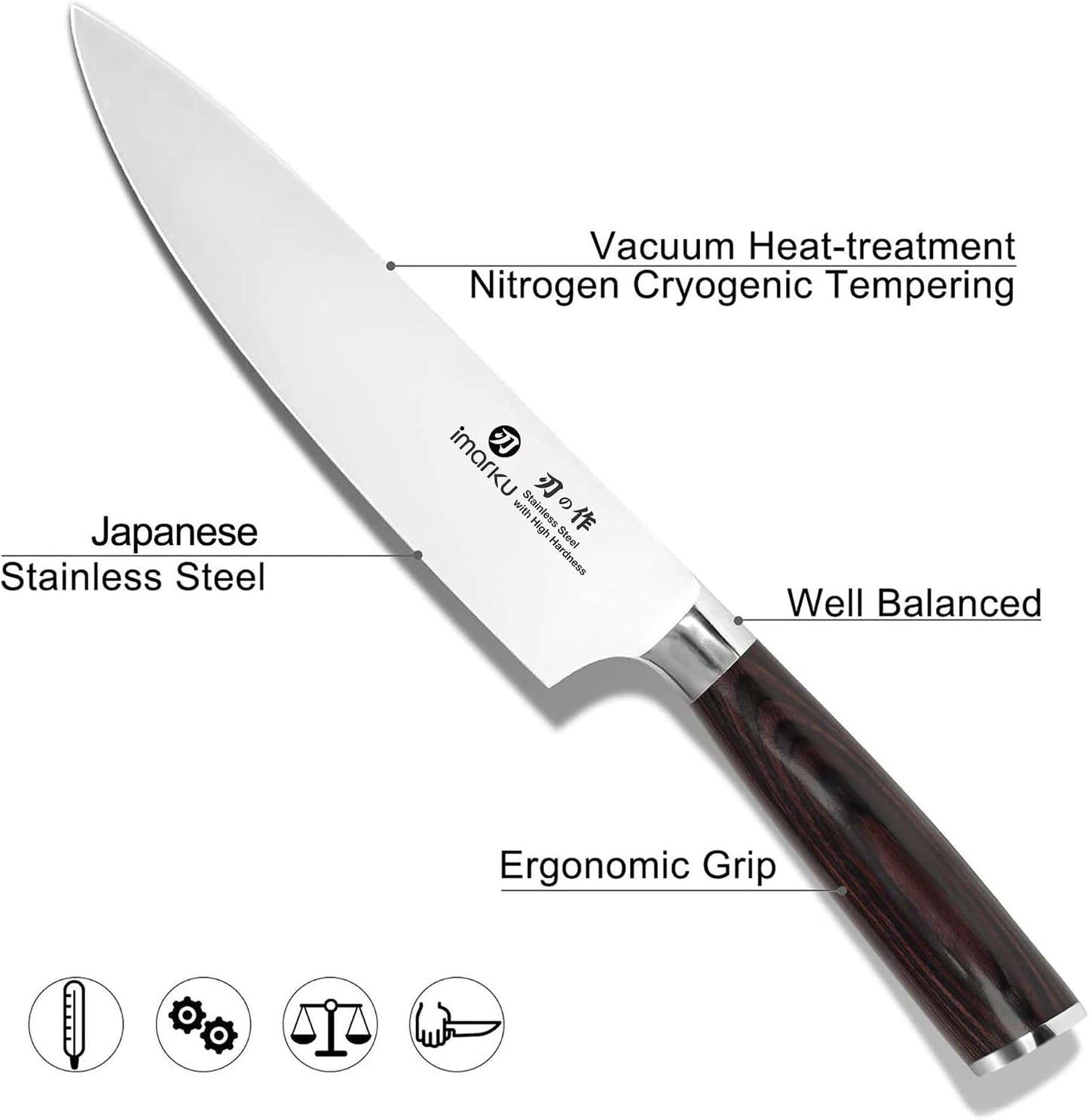 Japanese Chef Knife-Sharp Kitchen Knife 8 Inch, Gift for Mom & Dad