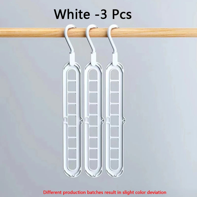 3Pcs 9-Hole Clothes Hanger Organizer Space Saving Hanger Multi-Function Folding Magic Hangers Drying Racks Scarf Clothes Storage