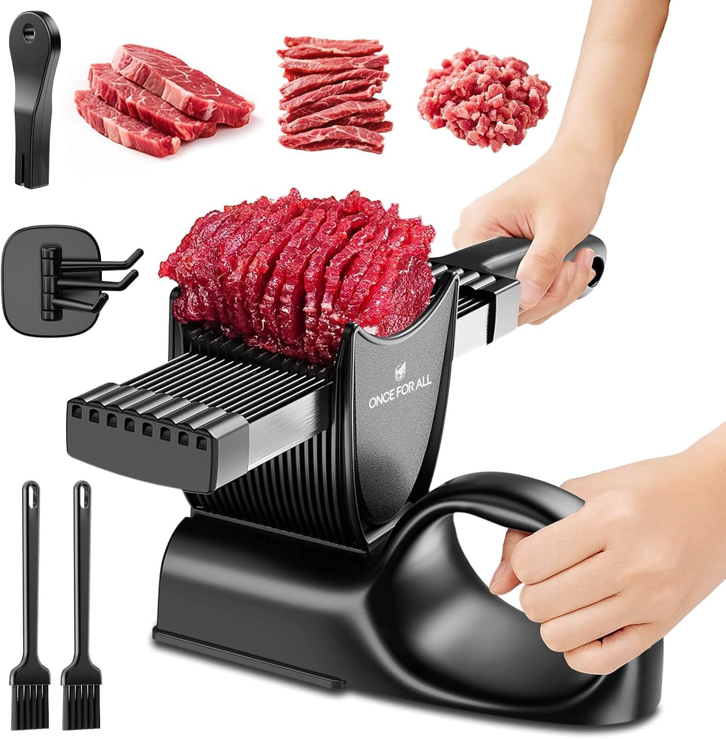 Fresh Meat Slicer, Adjustable 2 or 4 Mm, Jerky Slicer, 17-In-1