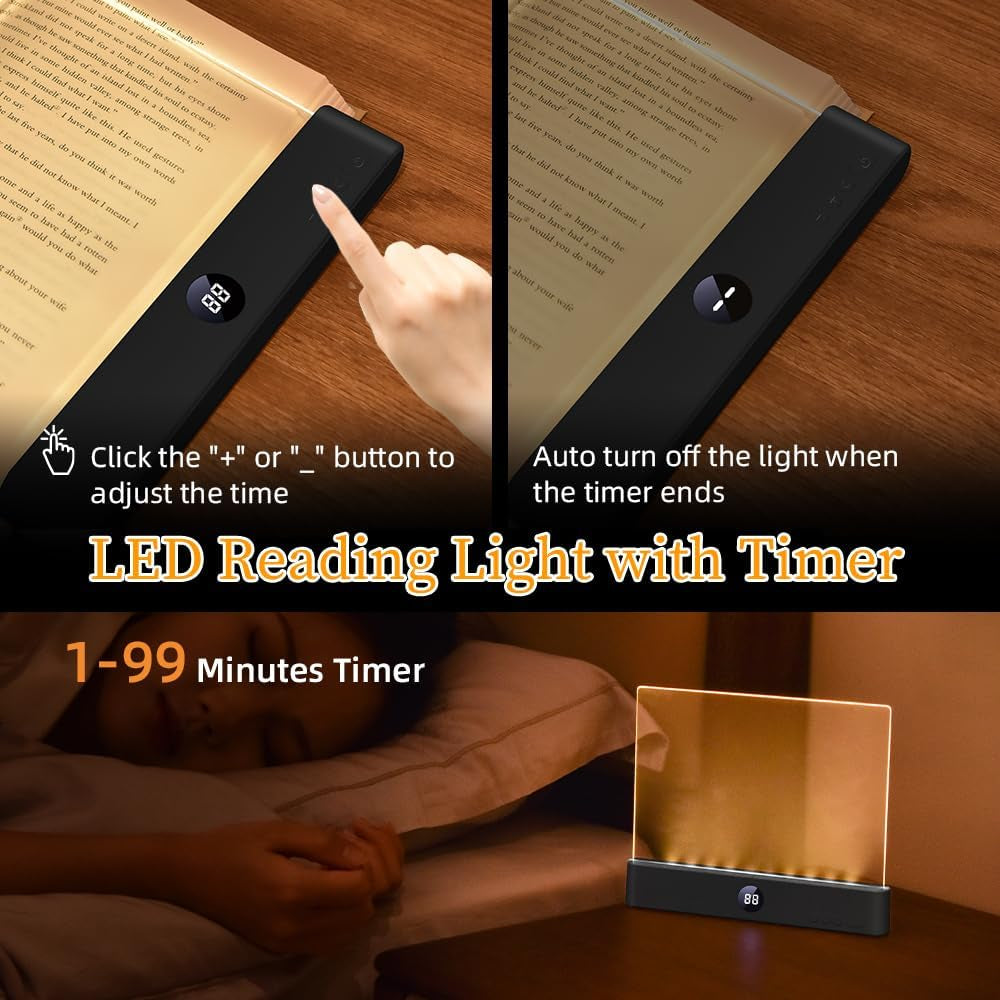 Book Light for Reading in Bed at Night Flat Reading Lights, Black
