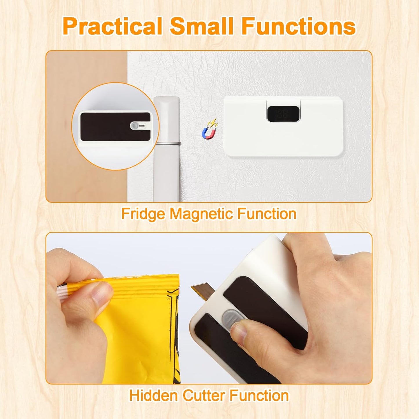 Mini Bag Sealer, 6 Gear Adjustable Bag Sealer for Plastic Bags