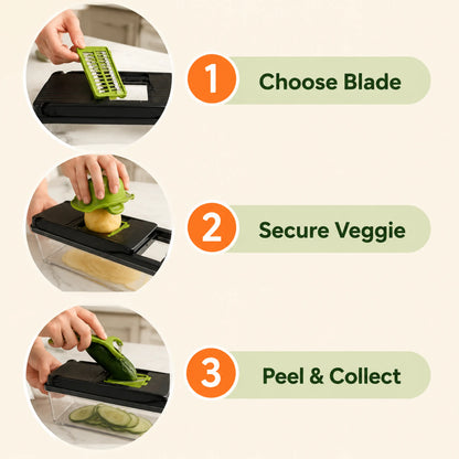 15-In-1 Transparent Mandoline Slicer & Vegetable Chopper Set, Multi-Functional Dicer Shredder with Storage Container, Safe Ergonomic Kitchen Utensils, Easy-To-Clean Meal Prep Gadget for Onions, Carrots, Potatoes & Vegetables