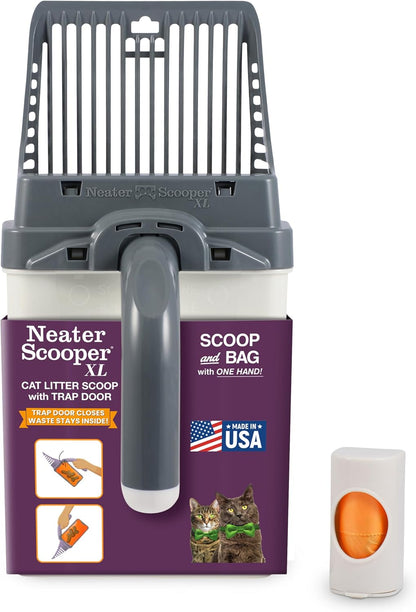 Neater Scooper XL Cat Litter Scoop, 15 Refill Bags – Extra-Large Capacity Mess-Free Cat Litter Scooper with Bag for Large & Multiple Cats, Spill-Proof Litter Box Scooper with Holder