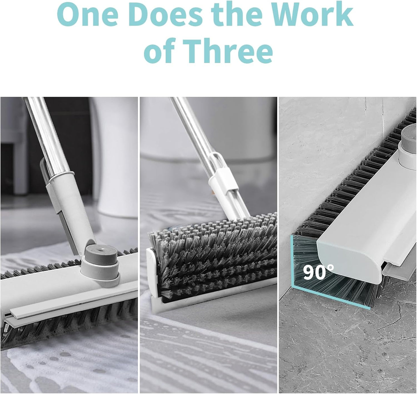 Floor Scrub Brush with Long Handle, 3 in 1 Floor Scrubber