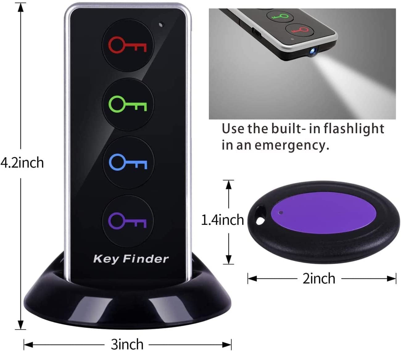 Key Finder with Sound, 131Ft RF Remote Finder, 4 Receivers