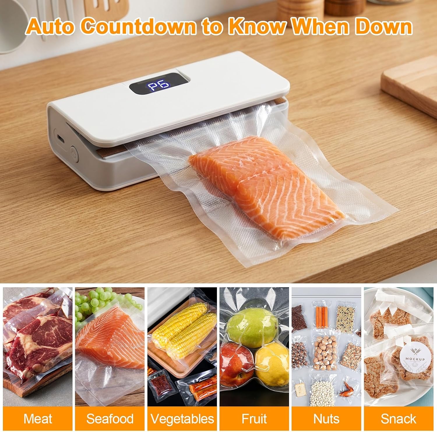 Mini Bag Sealer, 6 Gear Adjustable Bag Sealer for Plastic Bags