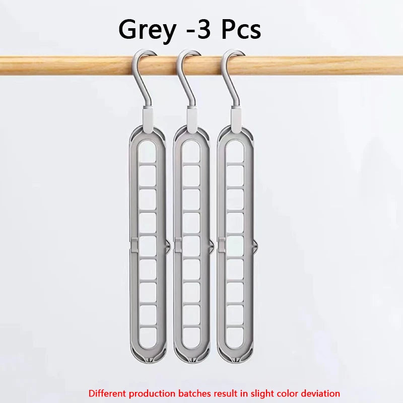 3Pcs 9-Hole Clothes Hanger Organizer Space Saving Hanger Multi-Function Folding Magic Hangers Drying Racks Scarf Clothes Storage