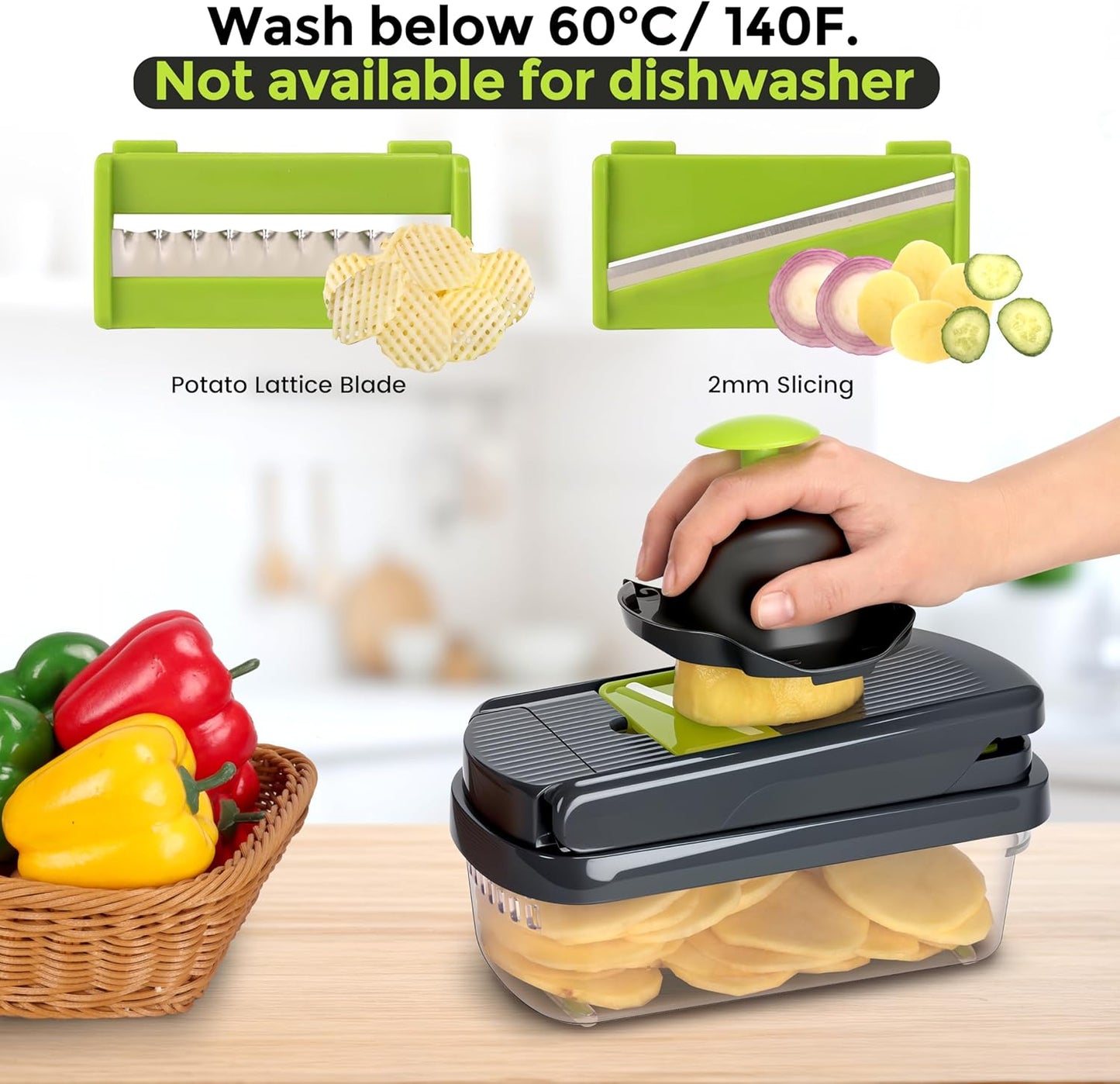 Vegetable Chopper, 12-In-1 Food Veggie Chopper Cutter with Container