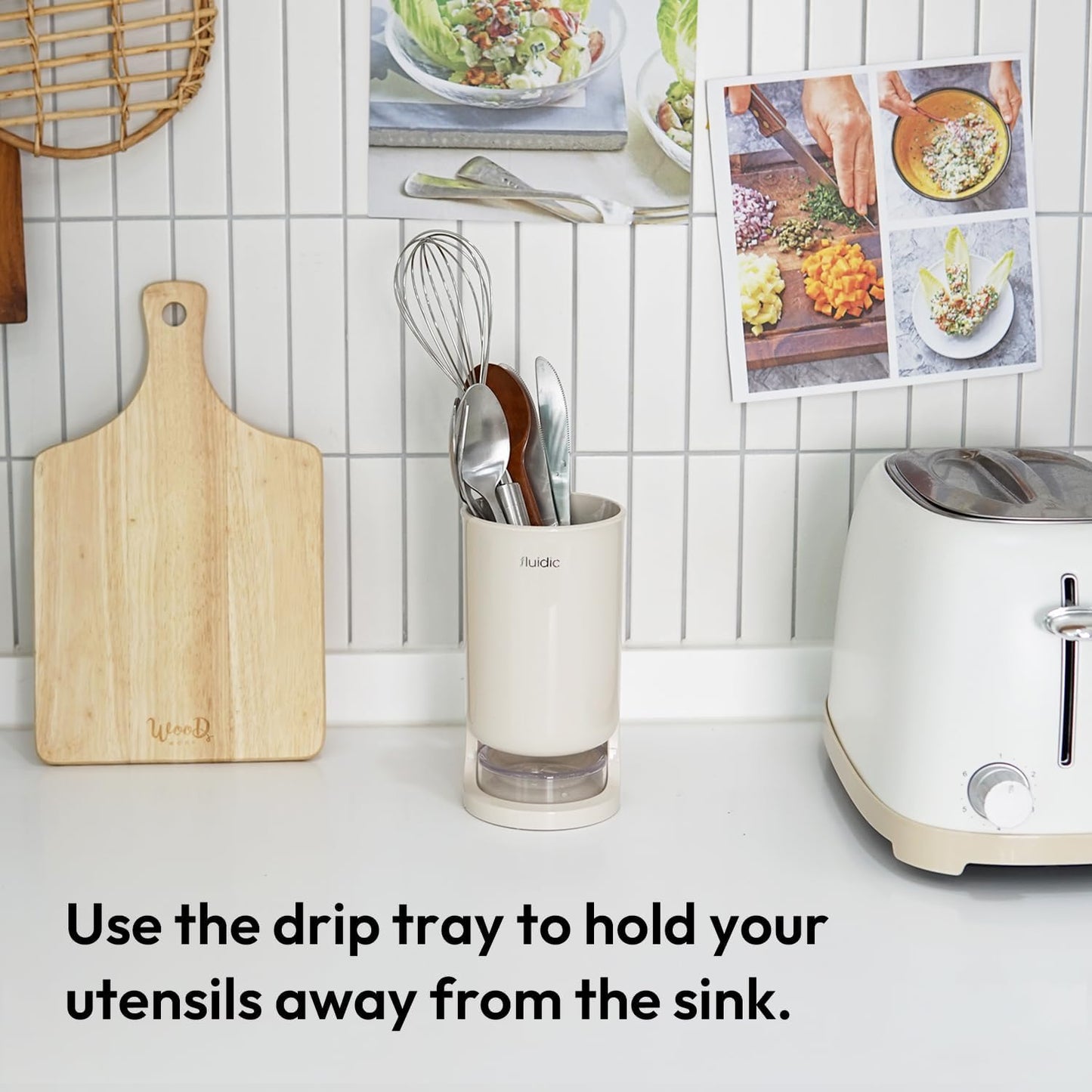 Self-Draining Utensil Drying Holder - Beige