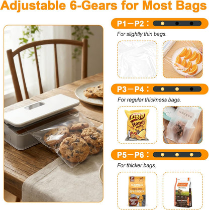 Mini Bag Sealer, 6 Gear Adjustable Bag Sealer for Plastic Bags