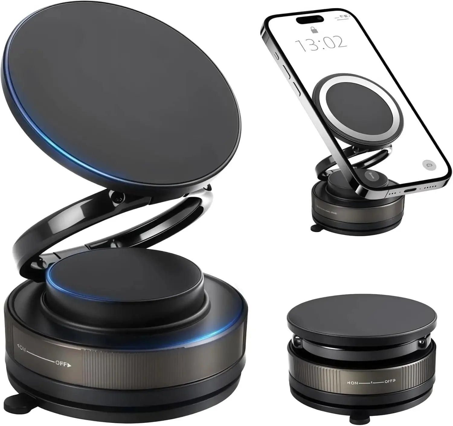 Magnetic Phone Holder 360° Rotatable Phone Holder | Foldable Design, Vacuum Suction Cup | Perfect for Car Dashboard
