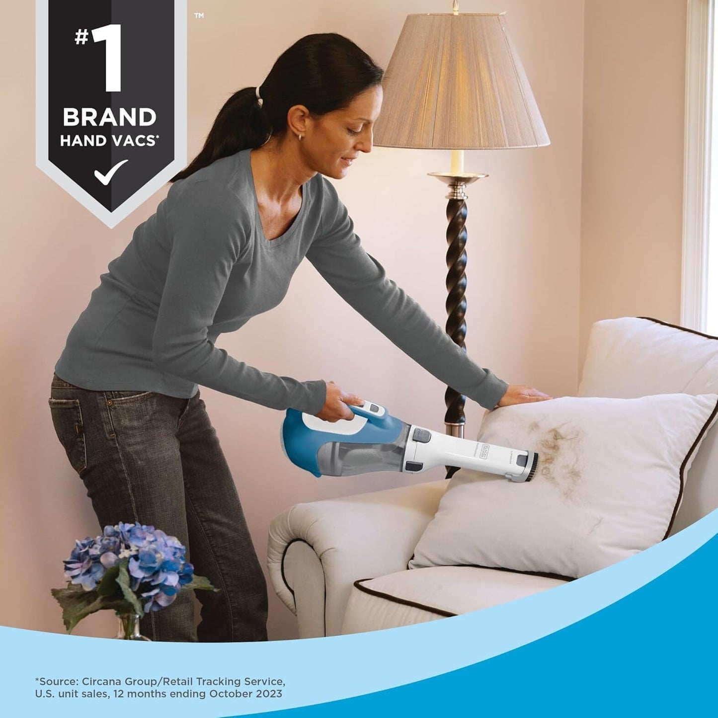 Black+Decker, Dustbuster Advancedclean Handheld Vacuum Cordless, Compact Home and Car Vacuum with Crevice Tool, Rotating Nozzle and Charging Station