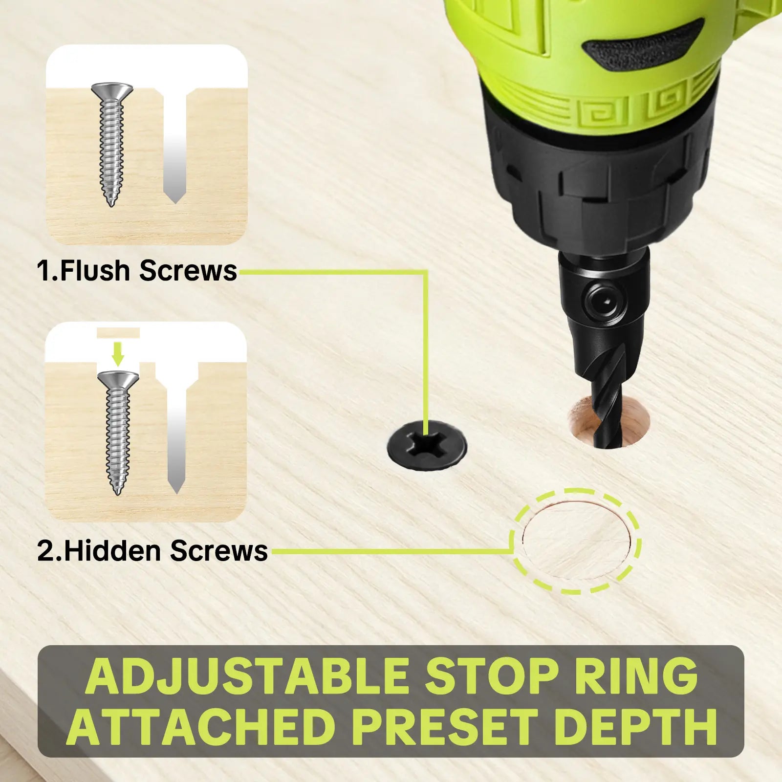 SEESE 15 PCS Adjustable Countersink Drill Bit Set, 1/4 Inch Quick-Change Hex Shank, HSS Wood Countersink Drill Bits with 2PCS Wood Plug Cutters Plug Cutter,Magnetic Extension Bit Holder & Storage Case for Woodworking