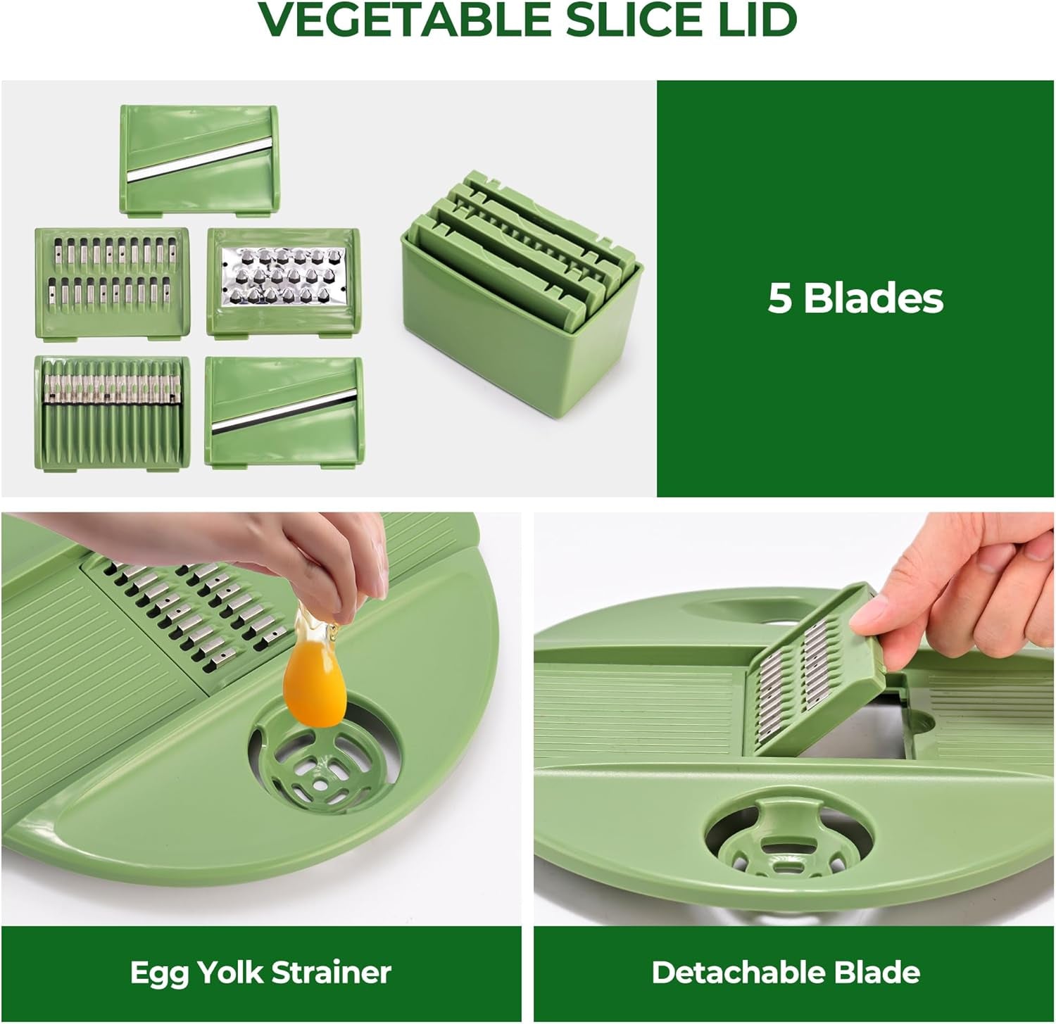 Salad Spinner Large, Lettuce Spinner with 5 Blade Slicer, 4.25Qt