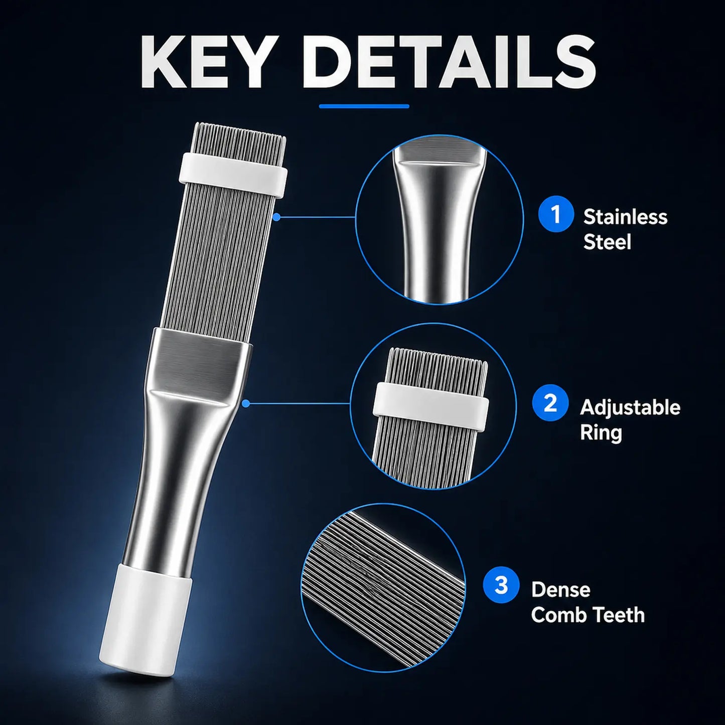 AC Fin Comb and Condenser Fin Straightener Cleaner, Durable Stainless Steel Evaporator Radiator Repair Tool, Adjustable Air Conditioner Fin Cleaning Brush for Home and Car AC Units