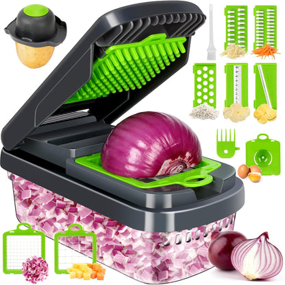 Vegetable Chopper, 12-In-1 Food Veggie Chopper Cutter with Container