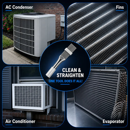 AC Fin Comb and Condenser Fin Straightener Cleaner, Durable Stainless Steel Evaporator Radiator Repair Tool, Adjustable Air Conditioner Fin Cleaning Brush for Home and Car AC Units