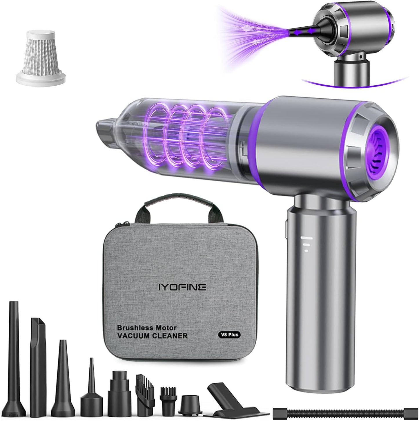 Vacuum/Air Duster Super Power Mini Car Vacuum Cleaner 4-In-1 Air Blower Gun