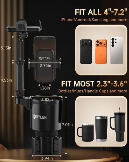 Cup Holder Phone Holder for Car, 2 in 1 Cup Holder Phone Mount