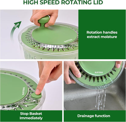 Salad Spinner Large, Lettuce Spinner with 5 Blade Slicer, 4.25Qt
