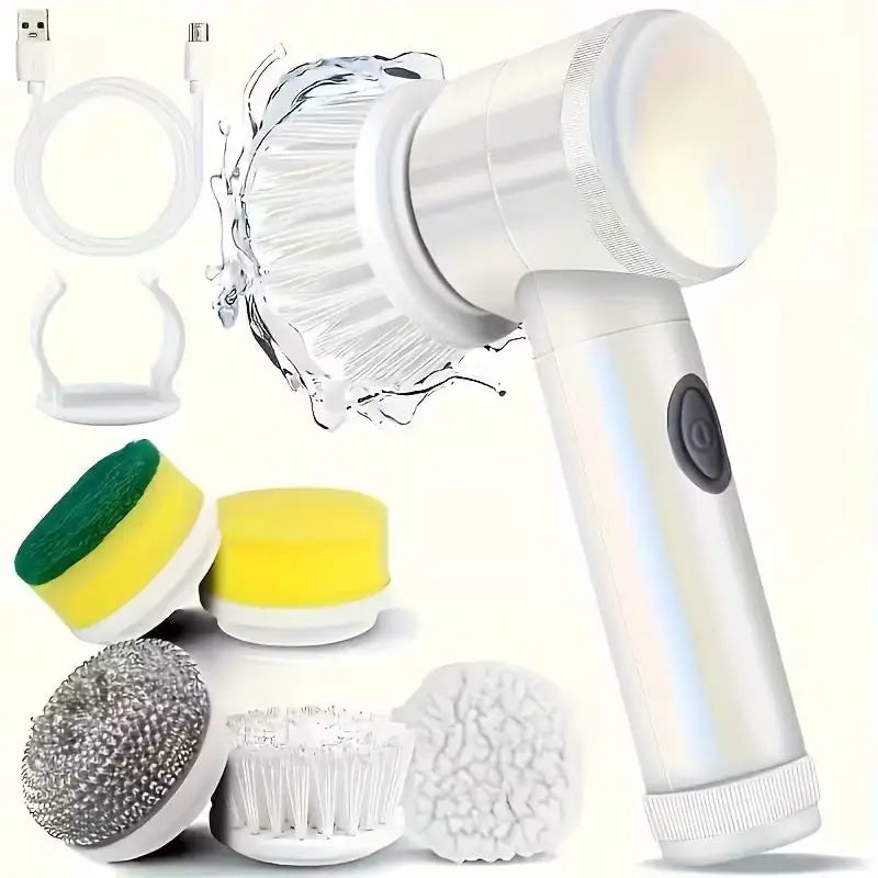 Electric Cleaning Brush:9-In-1 Head,Rotates Flexibly Multifunction Tool for Bathroom, Floors, Corner Gaps and Shower Room Glass.