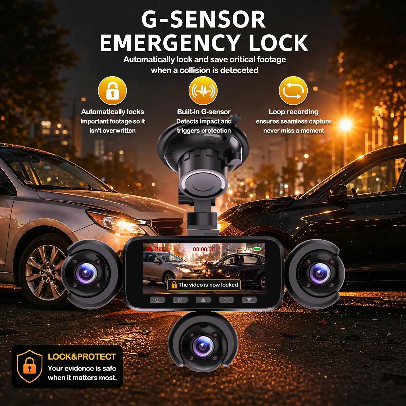 BCUOZ 5-Channel Full HD 1080P Car Dash Cam with 64GB Memory Card,Requires Charging to Use,1080P Front + Rear+ Inside/Left/Right Cameras, Loop Recording,Super Night Vision,Car Video Surveillance,24H Parking Mode,Car DVR HD Screen#Summervibes. Outdoorfun