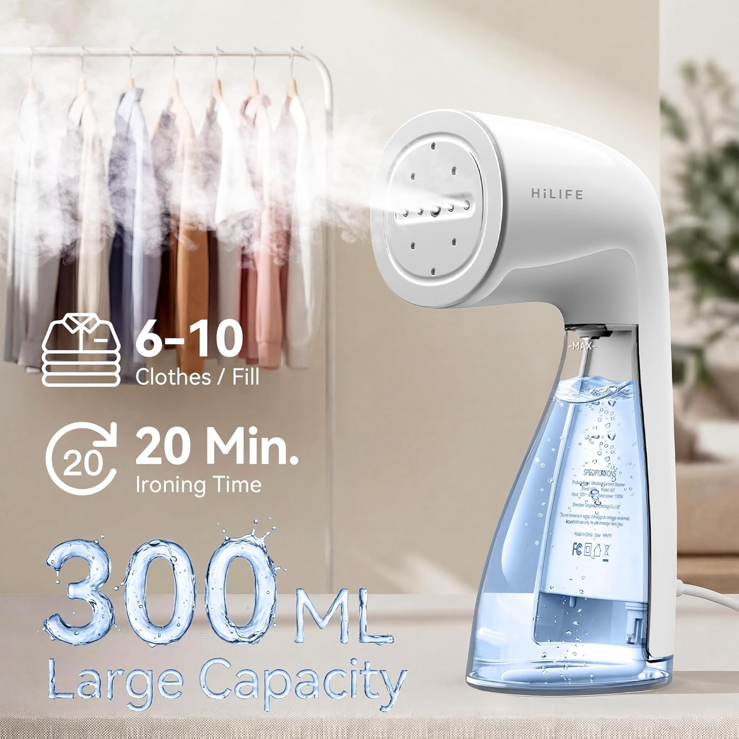 Steamer for Clothes, 1100W Handheld Portable Steamer, 120V Only