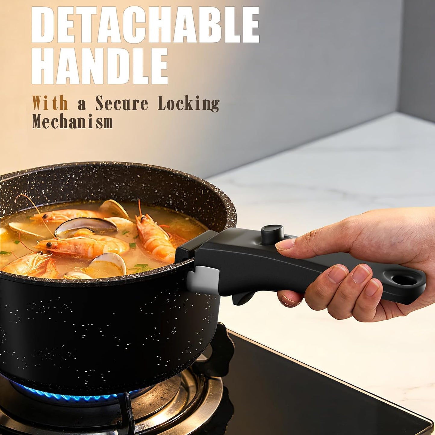 21Pcs Pots and Pans Set Non Stick, Nonstick Ceramic Cookware Sets Detachable Handle, Non Toxic Healthy Induction Cookware, Kitchen Cooking Set, with Frying Pans Set, Dishwasher/Oven Safe