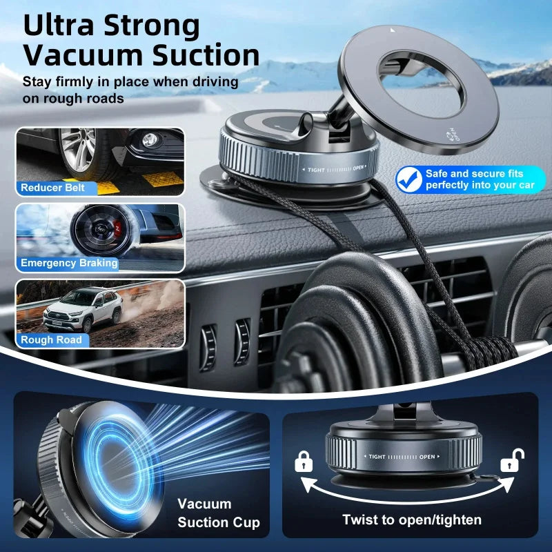 Magnetic Phone Holder 360° Rotatable Phone Holder | Foldable Design, Vacuum Suction Cup | Perfect for Car Dashboard